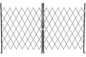 GARVEE Double Folding Security Door, 85" H x 150" W Portable Flexible Expandable Fence Gate, Steel Accordion Security Gate with 360°Rolling Wheel - Ideal for Courtyards, Garages, Gardens