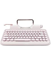 ZYQM Retro typewriter mechanical wireless keyboard with Tablet Stand, Bluetooth connection, artistic dot keys (white)