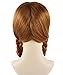 Brown Double Braid Wigs Long Hair with Straight Bangs for Role Play Costume Party