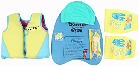 Genwiss Child Yellow Life Jacket child life Vest Kayaking Boat Racing For 5-7 Years Size Large &amp;Swimboard and Swimming Goggles and Swming Nose and and Floating Arms &amp; Swimming cap