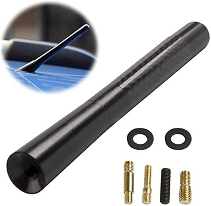 Amazon Com Axeco Universal 4 7 Carbon Fiber Short Antenna Mast Vehicle Car Am Fm Radio Aluminum Black Aerial Stubby Topper Replacement Home Audio Theater