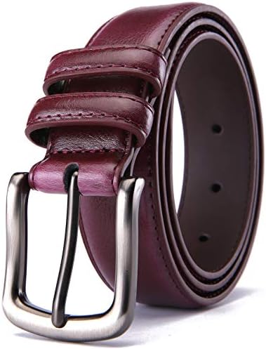 Mens Belt,HW Zone Genuine Leather Dress Belt Classic Casual 1 1/4" Wide Belt With Single Prong Buckle