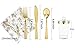 Nervure 175PCS Gold Plastic Plates with Marble Printing & Gold Plastic Silverware:50 Plates, 25 Forks, 25 Knives, 25 Spoons, 25 Cups, 25 Napkins for Thanksgiving & Wedding