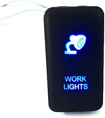Push Button Switch Blue Work Lights On/Off with Connector Wire Kit for Toyota Landcruiser 200mm