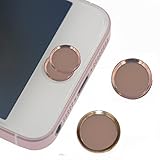 Pack of 2 ROSE Gold iPad Home Button Sticker ,support Fingerprint Indentification Touch ID FOR iPhone se iPhone 6/6s iPhone 6 plus/6s plus ( 2 Rosegold, 1 with Gold Ring , 1 with Rose Gold Ring )