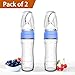 Baby Mate 2 PCS Silicone Baby Food Dispensing Spoon - Blue, 4oz/120ml, Ideal for 4 Months+ Babies - Squeeze Feeder with Spoon Bottle