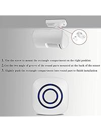 Weefun Alarma inalámbrica de entrada, alarma de sensor de movimiento de seguridad en el hogar, 2 detectores de sensor de movimiento PIR y 1 receptor, 38 ajustes de timbre indicadores LED