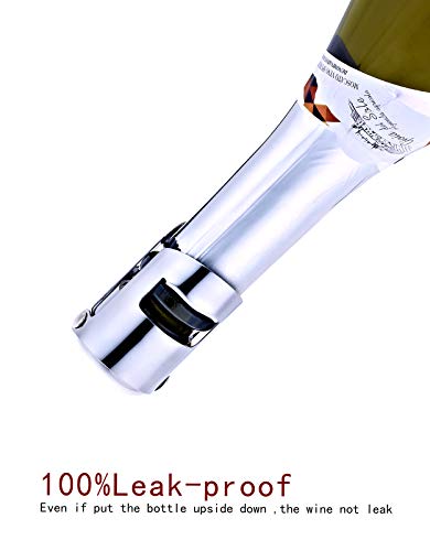 OWO Champagne Stopper, Stainless Steel Bottle Plug Sealer for Sparkling Wine, Superior Leak-Proof Bubble Retaining Saver, No Sharp Edge, No Spill, Fizz Saver, Passed Press Test (Silver)