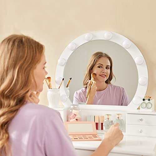 VASAGLE Vanity Set Dressing Table with Mirror, 10 Light Bulbs, Stool 5