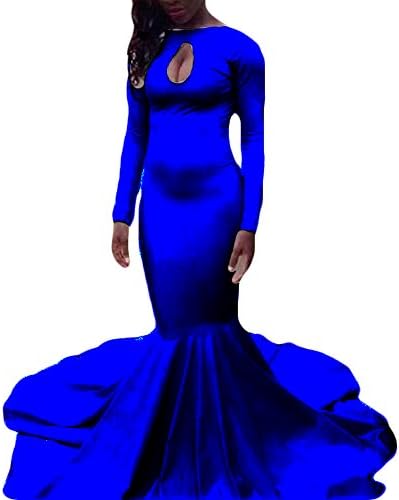 wildestdreamsbridal Women's Sexy Backless Mermaid Prom Dresses With Sleeves 2018 Long Evening Gowns