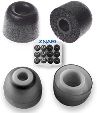 Jaybird Earphone Earbud Foam And Silicone Tips With Protective Case - BlueBuds X, X2 - 3 Pairs Foam 3 Pairs Silicone - 12 Pieces - Large Black