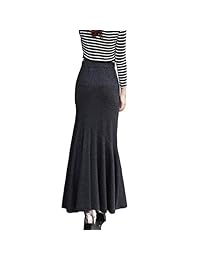 teerfu damaes Cintura Alta una línea acampanado Skater largo bodycon Falda Sirena Falda Plisada