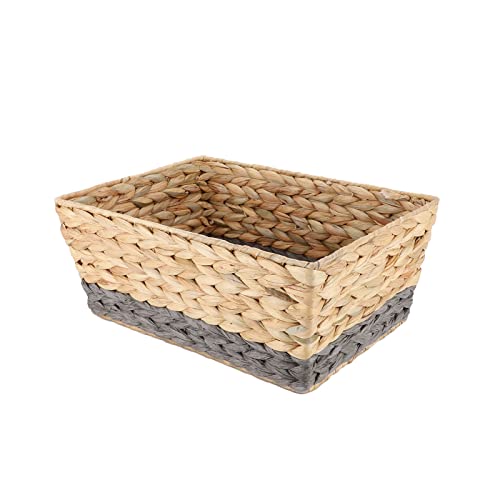 CINWEN Water Hyacinth Woven Storage Basket,Hand-woven Rattan Home Storage Basket,Miscellaneous Basket,Wicker Woven Laundry Hamper Dirty Clothes Storage Basket,for Towels Wash ClothToilet Paper