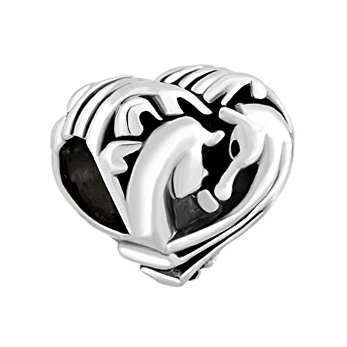 LilyJewelry Heart Couples Horse Bead Charm For Bracelets