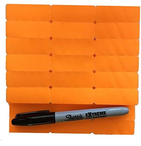 100pc Writable Large Blank Flourescent Orange Iron On Name Tags with 1 Permanent Marker Larger Size Easier to Write on