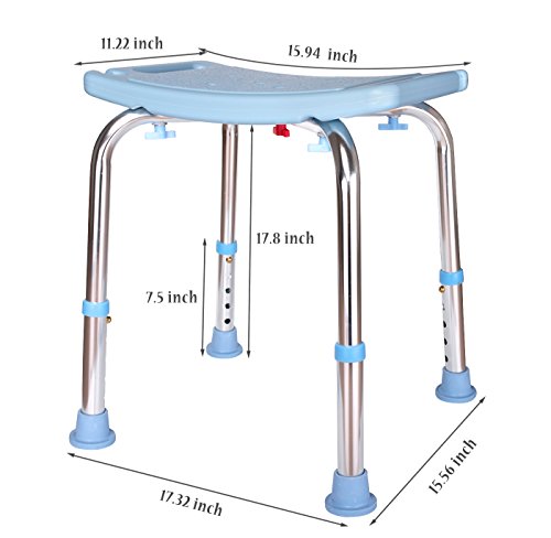 Shower Chair with Non-Slip Seat,Shower Bench Bath Chair Adjustable Height, Lightweight Shower Bench for Adults (White)