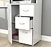 Inval Kitchen Microwave Storage Cabinet with Adjustable Shelves and 3 Drawers, Fits Standard Size Microwaves, Small Appliances, White