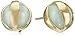 Amazon Collection 18k Yellow Gold Plated Sterling Silver Genuine Green Jade Cage Stud Earrings