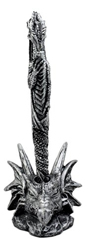 Ebros Gift Ink Of Fire Spirit Leviathan Pen With Dragon Head Base Holder Figurine 6.5