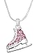 Glamour Girl Gifts Cute Small Silver Tone 3D Ice Skate Figure Skater Crystal Reversible Pendant Necklace for Girls Teens Women (Pink)