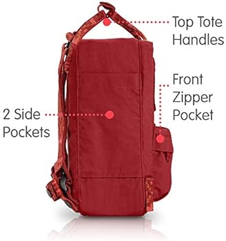 kanken mini deep red folk pattern