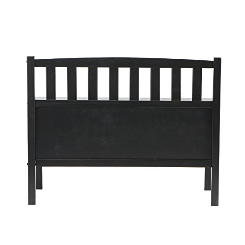Southern Enterprises Storage Entryway Storage Bench - Underneath Rattan Baskets - Black Finish - Thumbnail 4