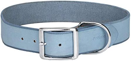 PetSutra Leather Dog Collar, for Small, Medium and Large Sized Dogs, Multi Color, Multi Size (Large, Air Force Blue)
