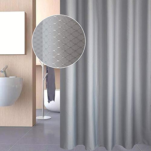 EurCross Extra Wide Shower Curtain 108 x 72, Solid Gray Waffle Weave Fabric Shower Curtain for Bathroom, Heavyweight, Water-Repellent 108inch Wide by 72inch Long