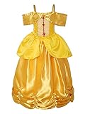 ReliBeauty Little Girls Princess Belle Costume Sleeveless Layered Dress up, Yellow, 6X
