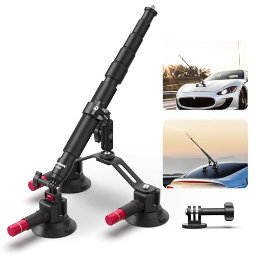 NEEWER 車載カメラマウント トリプル吸盤 フロントガラス･ボンネット用 2in1延長ポール･自撮り棒 クイックリリース CA065