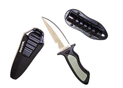 Dacor BCD Knife Belt with Hose Mount 304 Stainless Steel Blade Camping Scuba Diving Freediving Will Not Rust