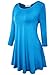 JollieLovin Womens 3/4 Sleeve Loose Fit Swing Tunic Tops Basic T Shirt (Deep Sky Blue, L)