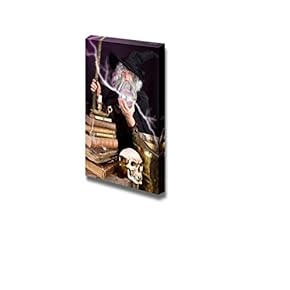 Canvas Prints Wall Art - Halloween Wizard Looking into His Glass Sphere | Modern Wall Decor/Home Decoration Stretched Gallery Canvas Wrap Giclee Print. Ready to Hang - 18" x 12"