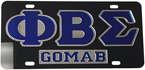 #7509 - Phi Beta Sigma License Plate Car Tag - Black Back, Letter Outlined, Nickname