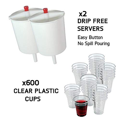 VALUE PACK - 600 Church Communion Cups with Two Wine Cup Fillers - Church Supplies - Fits Service Tray - 12 Oz Wine Dispensers - Convenient Time Saver