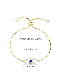 HERHONEY Adjustable Evil Eye Bracelets - Blue Evil Eye Bracelet for Man Women, Cubic Zirconia Bracelets for Birthdays, Anniversaries, Mother's Day or Any Other Festivals