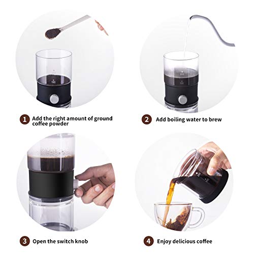 SULIVES Pour Over Coffee Maker/Glass Teapot with Paperless Stainless Steel Filter Double Wall Glass Coffee Dripper Brewer Pot