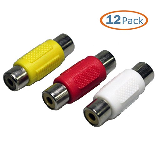 HTTX Female to Female RCA Connector A/V Joiner Video and Audio Coupler Adapter Component (12-Pack)