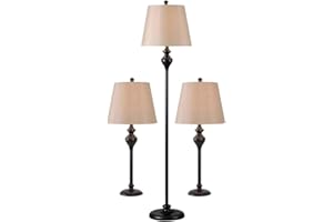 Kenroy Home KH87050 Charlotte 3-Pack - 2 Table Lamps, 1 Floor Lamp with Oil Rubbed Bronze Finish, Classic Style, 30.5" Height, 13" Width, 13" Depth
