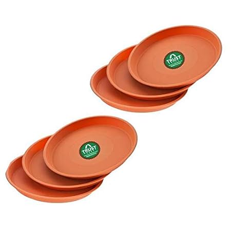 TrustBasket Uv Treated, 16 Inch Bottom Tray(Plates/Saucer) Terracotta Color for 16 Inch Plastic Pot - Set of 6