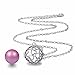 Eudora Harmony Bola Endless Love Locket Pandent Necklace 20mm Musical Chime Ball & 30'' Chain purple
