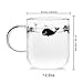 ELITEA Glass Mug with Handle Clear Cute Coffee Mugs Tea Cup with Whale Print 12.2oz