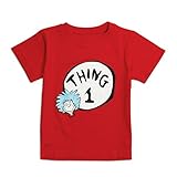 Bumkins Unisex Baby Dr. Seuss Thing 1 Short Sleeve Tee, Red, 12 Months