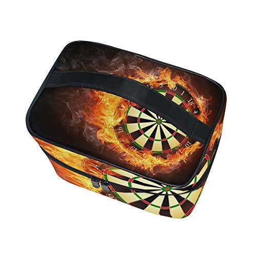 LORVIES Darts Board Cosmetic Bag Canvas Travel Toiletry Bag Top Handle Single Layer Makeup Bag Organizer Multi-function Cosmetic Case for Women