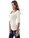 PattyBoutik Women Crochet Lace Inset Elbow Sleeve Blouse (Off-White Small)