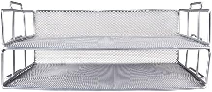 Xinyaoshi 2 Tier Stackable Desktop Document Letter Tray Desk Organizer,-13.5'' L x 9.75'' W x 2.75'' H (silver)