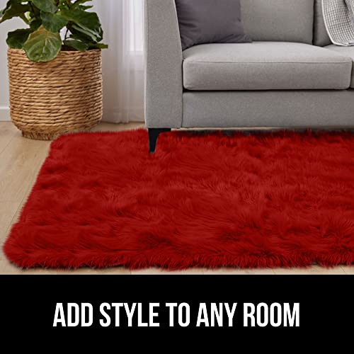 Gorilla Grip Fluffy Faux Fur Area Rug, Rubber Backing, Machine Washable