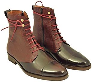 Ustabas shoes Handmade Bordeaux Zippered Lace-up Men Boots