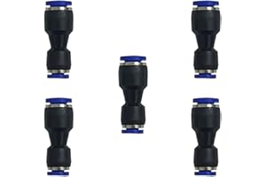 ROZESAZZ zjxed 1/4" OD x 1/8" OD Pneumatic quick Connector Push to Connect fittings Straight reducer Union/Coupler (Pack of 5)