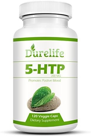5-HTP Supplement 200 mg Per Veggie Capsule By DureLife, 120 count, Time Release With Vitamin B6 To Promote Positive Mood Stress Muscle Pain And A Restful Sleep by DureLife